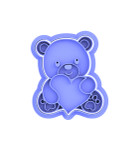 Teddy Bear with Heart cookie cutter, Valentine's Day cookie stamp