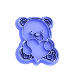 Teddy Bear with Heart cookie cutter, Valentine's Day cookie stamp