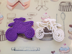 Motorbike, dirtbike cookie cutter and embosser, fondant stamp, 3D Printed