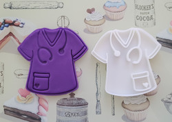 scrub shirt, doctor, nurse, cookie cutter and embosser, stamp, 3D Printed