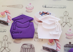 Class of graduation cap cookie cutter and embosser, cookie stamp 3D Printed