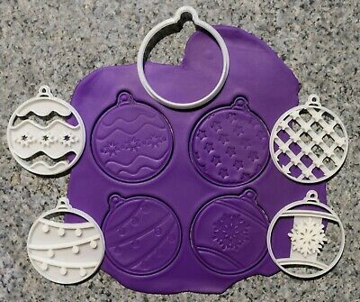 Christmas baubles cookie cutter set of 4 embossers and 1 cutter