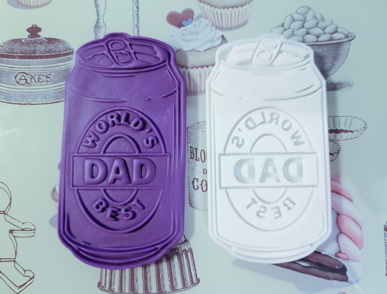 World's best dad can cookie cutter, fondant embosser, 3D Printed
