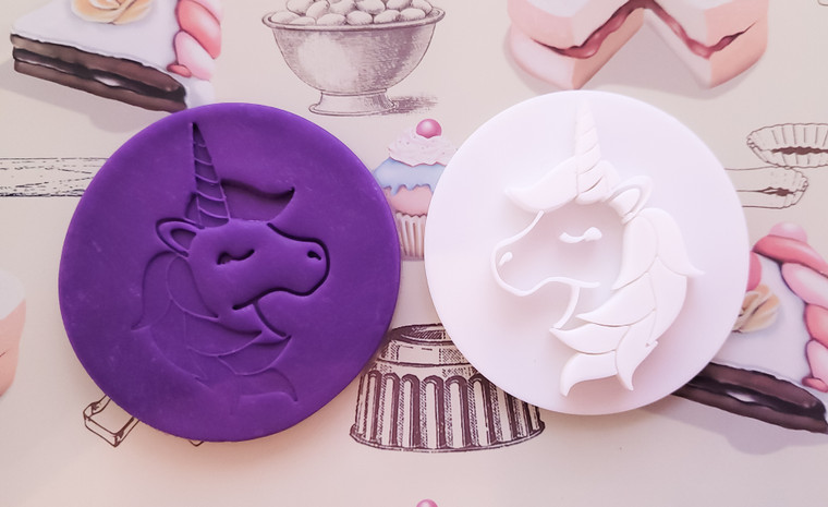 Unicorn Style 1 cookie cutter and embosser, cookie stamp 3D Printed