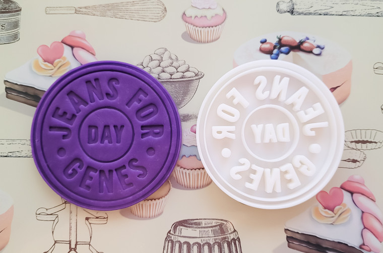 Jeans for genes cookie cutter and embosser, cookie stamp 3D Printed