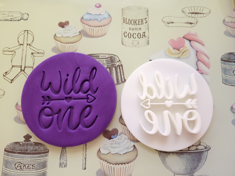 Wild One cookie cutter, Style 3, embosser, fondant stamp, 3D Printed
