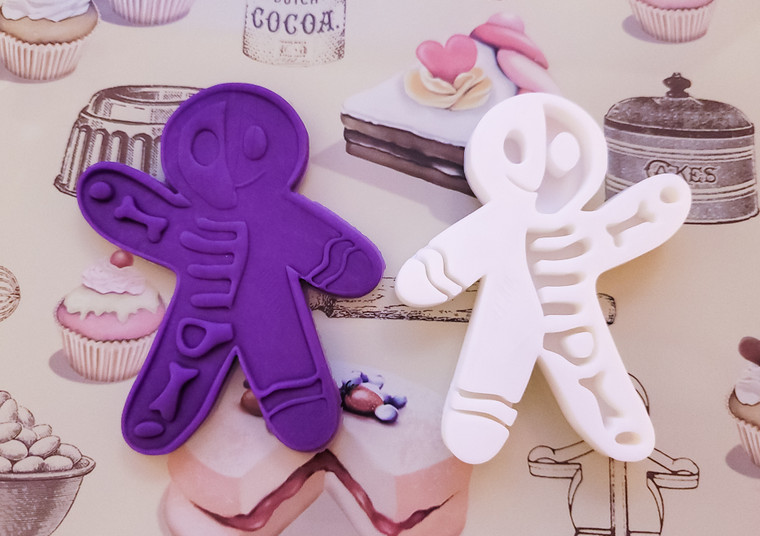 Halloween Skeleton Gingerbread man, cutter and embosser, 3D Printed
