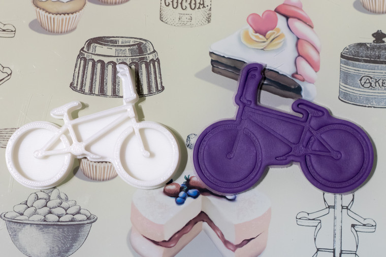 Bicycle BMX cookie cutter and embosser, fondant stamp