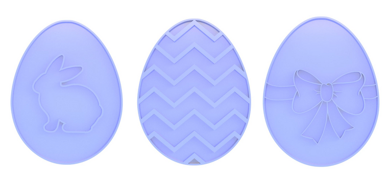 3 x Easter Egg cookie cutter and embosser set 2023 version