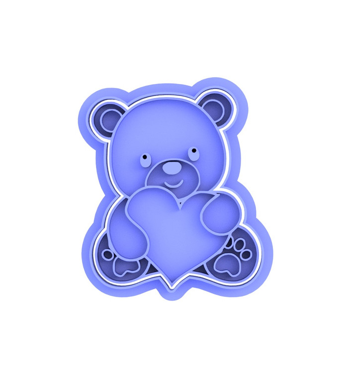 Teddy Bear with Heart cookie cutter, Valentine's Day cookie stamp