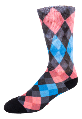 Left side view of Argyle Blue N Red; Cool & Crazy by Physician's Choice Diabetic Socks