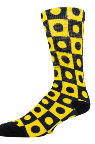 Left side view of Argyle Black N Yellow ; Cool & Crazy by Physician's Choice Diabetic Socks