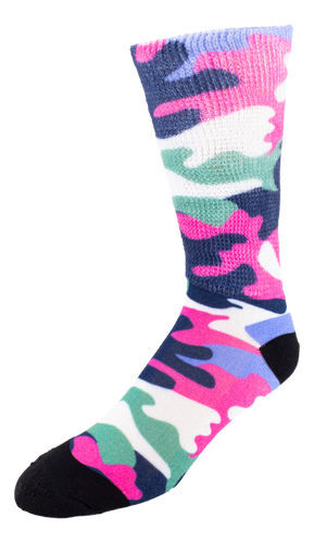 Left side view of Bright Camo; Cool & Crazy by Physician's Choice Diabetic Socks