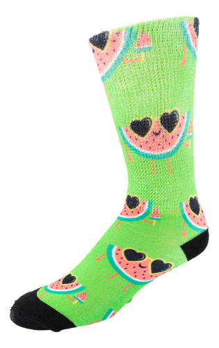 Left side view of Cool Melon; Cool & Crazy by Physician's Choice Diabetic Socks