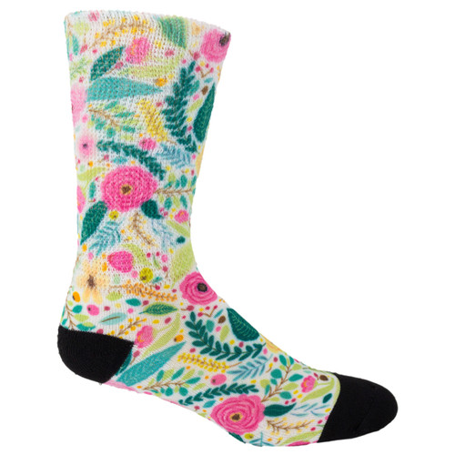 Floral Flowers | Cool & Crazy by Physician's Choice Diabetic Socks | Better Circulation, Better Health | 1 Pair