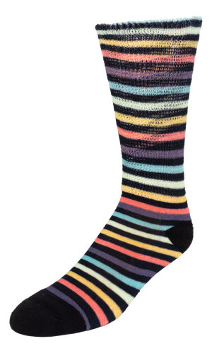 Left side view of Retro Dark Stripes; Cool & Crazy by Physician's Choice Diabetic Socks