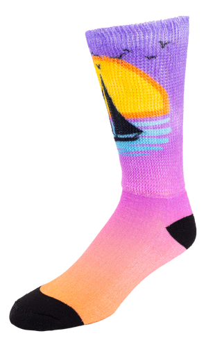 Left side view of Sailboat Sunset; Cool & Crazy by Physician's Choice Diabetic Socks