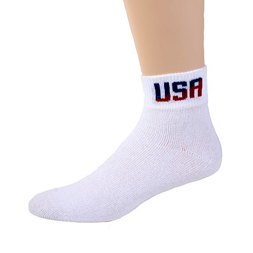 American Made USA Quarter Socks_White with USA Logo