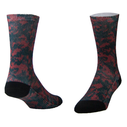 Sublimity® Camouflage Print Crew Socks Black & Red (1 Pair)