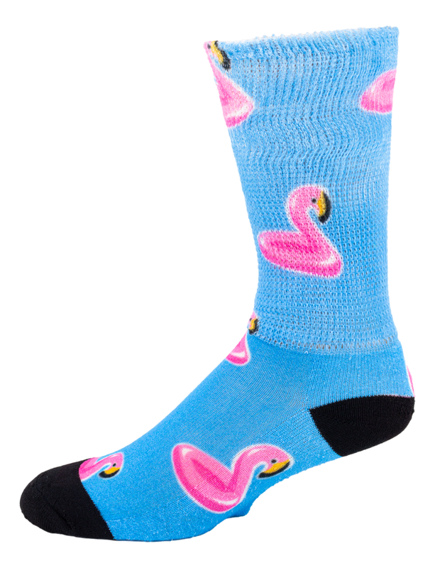 Left side view of Flamingo Float; Cool & Crazy by Physician's Choice Diabetic Socks Left side view of Flamingo Float; Cool & Crazy by Physician's Choice Diabetic Socks