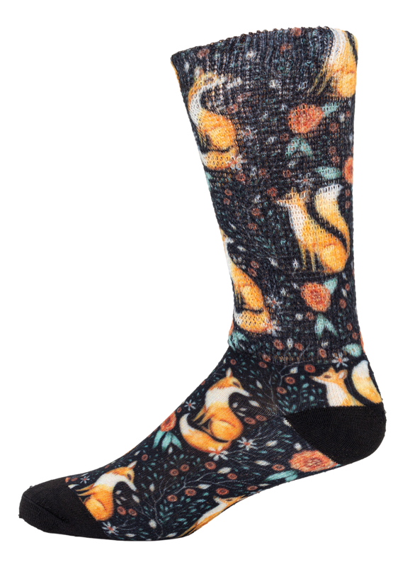 Left side view of Foxy_Autumn; Cool & Crazy by Physician's Choice Diabetic Socks Left side view of Foxy_Autumn; Cool & Crazy by Physician's Choice Diabetic Socks