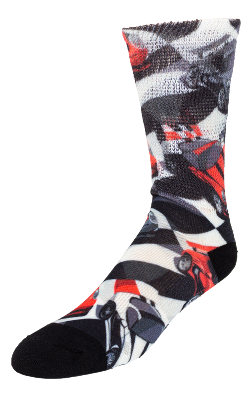 Left side view of Its A Race; Cool & Crazy by Physician's Choice Diabetic Socks Left side view of Its A Race; Cool & Crazy by Physician's Choice Diabetic Socks