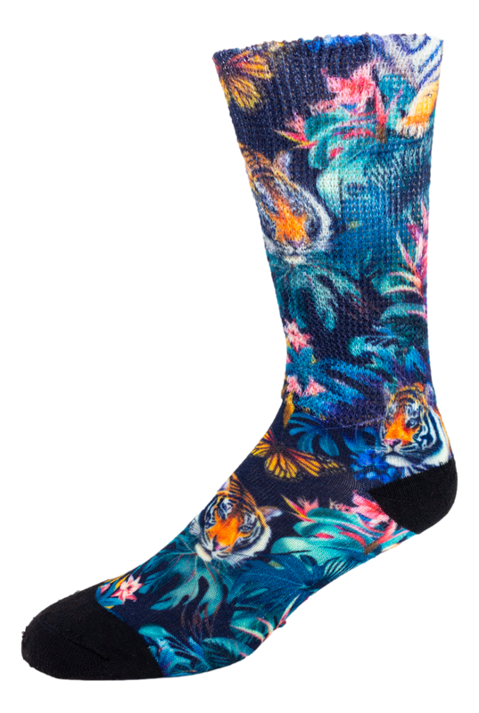 Left side view of Jungle Tiger; Cool & Crazy by Physician's Choice Diabetic Socks