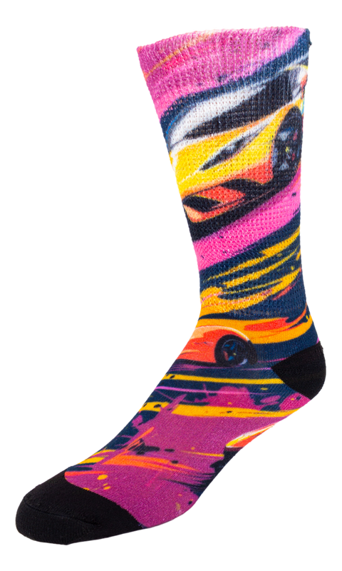 Left side view of Lambo Race; Cool & Crazy by Physician's Choice Diabetic Socks Left side view of Lambo Race; Cool & Crazy by Physician's Choice Diabetic Socks