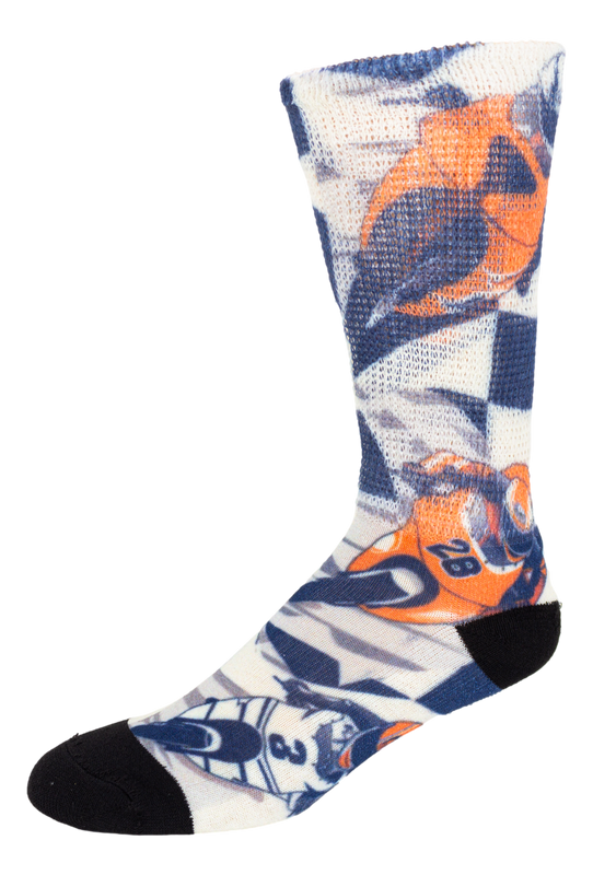 Left side view of Motorcycle Race; Cool & Crazy by Physician's Choice Diabetic Socks Left side view of Motorcycle Race; Cool & Crazy by Physician's Choice Diabetic Socks