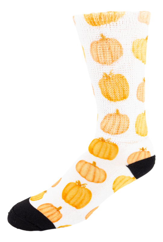 Left side view of Pumpkins Light; Cool & Crazy by Physician's Choice Diabetic Socks Left side view of Pumpkins Light; Cool & Crazy by Physician's Choice Diabetic Socks