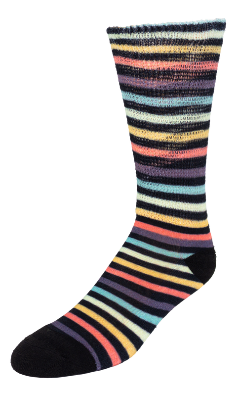 Left side view of Retro Dark Stripes; Cool & Crazy by Physician's Choice Diabetic Socks Left side view of Retro Dark Stripes; Cool & Crazy by Physician's Choice Diabetic Socks