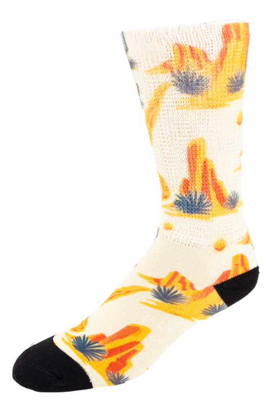 Left side view of  Western Desert; Cool & Crazy by Physician's Choice Diabetic Socks