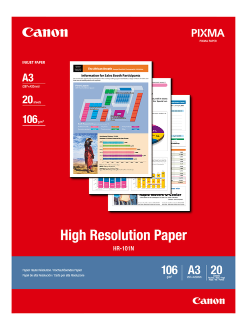 Canon A3 High Res Paper Hr-101  20 Sheets - 106Gsm