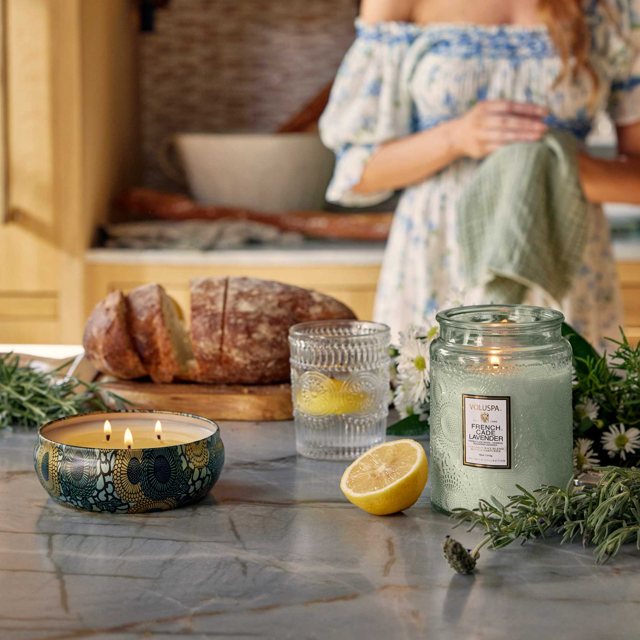 Voluspa - French Cade Lavender - 3 Wick Tin Candle - Marie et Cie.