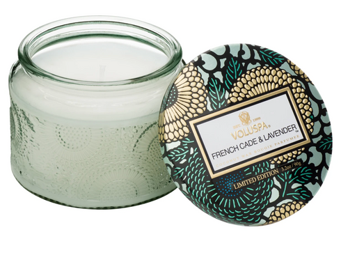 Petite Embossed Glass Jar - French Cade and Lavender