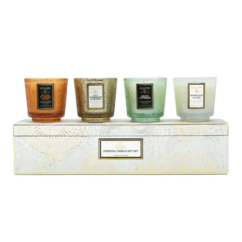 Winter White 4 Pedestal Candle Assorted Gift Set