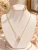 Gold Plated Necklace and Earring 3 pieces Set with Pink Stones 17inches long