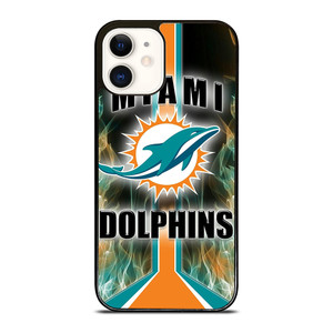 MIAMI DOLPHINS STRIPE NFL LOGO  iPhone 12 Case Cover MIAMI DOLPHINS STRIPE NFL LOGO  iPhone 12 Case Cover