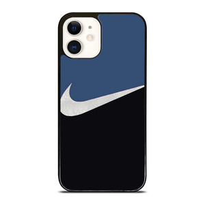 NIKE SWOOSH BLUE BLACK iPhone 12 Case Cover NIKE SWOOSH BLUE BLACK iPhone 12 Case Cover