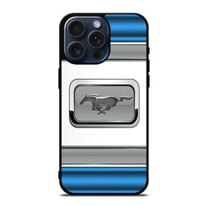 FORD MUSTANG BLUE METAL EMBLEM  iPhone 15 Pro Max Case Cover