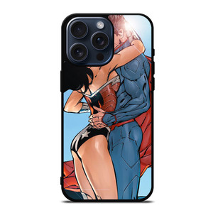 SUPERMAN WONDER WOMAN CARTOON KISSING iPhone 15 Pro Max Case Cover SUPERMAN WONDER WOMAN CARTOON KISSING iPhone 15 Pro Max Case Cover