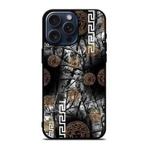 VERCASE CAMO LEAF BLACK WHITE iPhone 15 Pro Max Case Cover