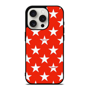 SUPREME STARS PATTERN RED iPhone 15 Pro Case Cover SUPREME STARS PATTERN RED iPhone 15 Pro Case Cover