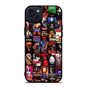 HORROR MOVIES POSTERS COLLAGE iPhone 15 Plus Case Cover HORROR MOVIES POSTERS COLLAGE iPhone 15 Plus Case Cover