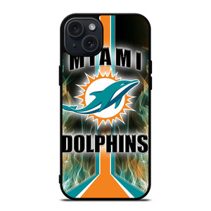 MIAMI DOLPHINS STRIPE NFL LOGO iPhone 15 Plus Case Cover