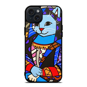 ROMERO BRITTO CAT MONALISA iPhone 15 Plus Case Cover ROMERO BRITTO CAT MONALISA iPhone 15 Plus Case Cover