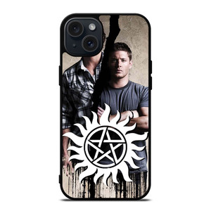 SAM AND DEAN WINCHESTER SUPERNATURAL LOGO iPhone 15 Plus Case Cover SAM AND DEAN WINCHESTER SUPERNATURAL LOGO iPhone 15 Plus Case Cover