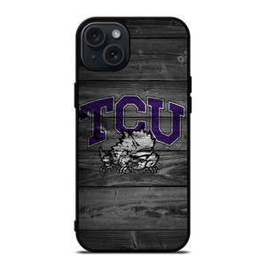 TCU HORNED FROGS FOOTBALL WOOD LOGO iPhone 15 Plus Case Cover