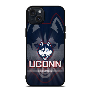 UCONN HUSKIES BASKETBALL METAL LOGO iPhone 15 Plus Case Cover UCONN HUSKIES BASKETBALL METAL LOGO iPhone 15 Plus Case Cover