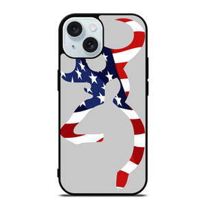 BROWNING DEER USA FLAG LOGO iPhone 15 Case Cover
